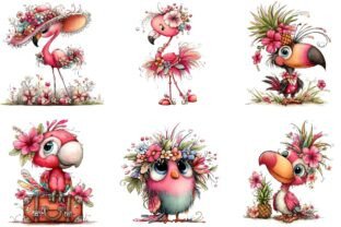Summer Tropical Birds Clipart PNG Graphic by Print Magic · Creative Fabrica