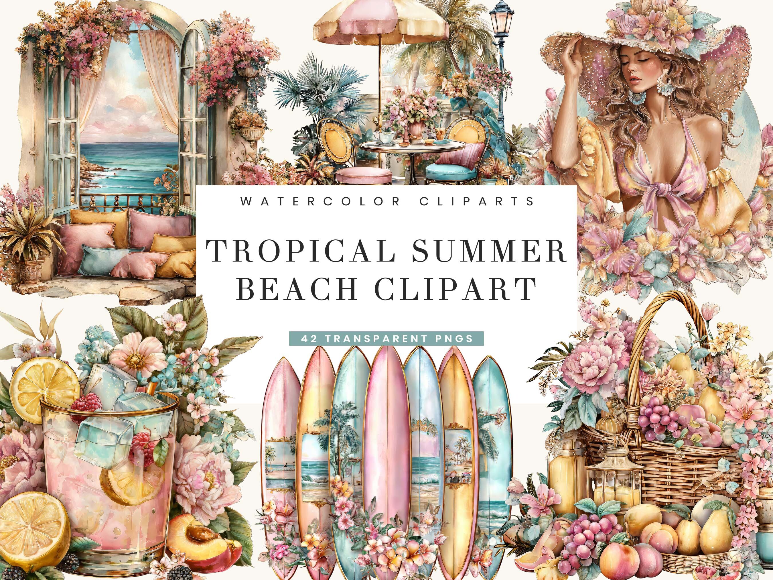 Tropical Summer Beach Clipart Graphic by busydaydesign · Creative Fabrica