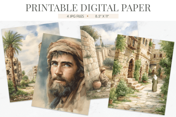 Biblical Figure Watercolor Digital Paper