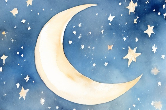 Boho Celestial Moon and Stars Watercolor