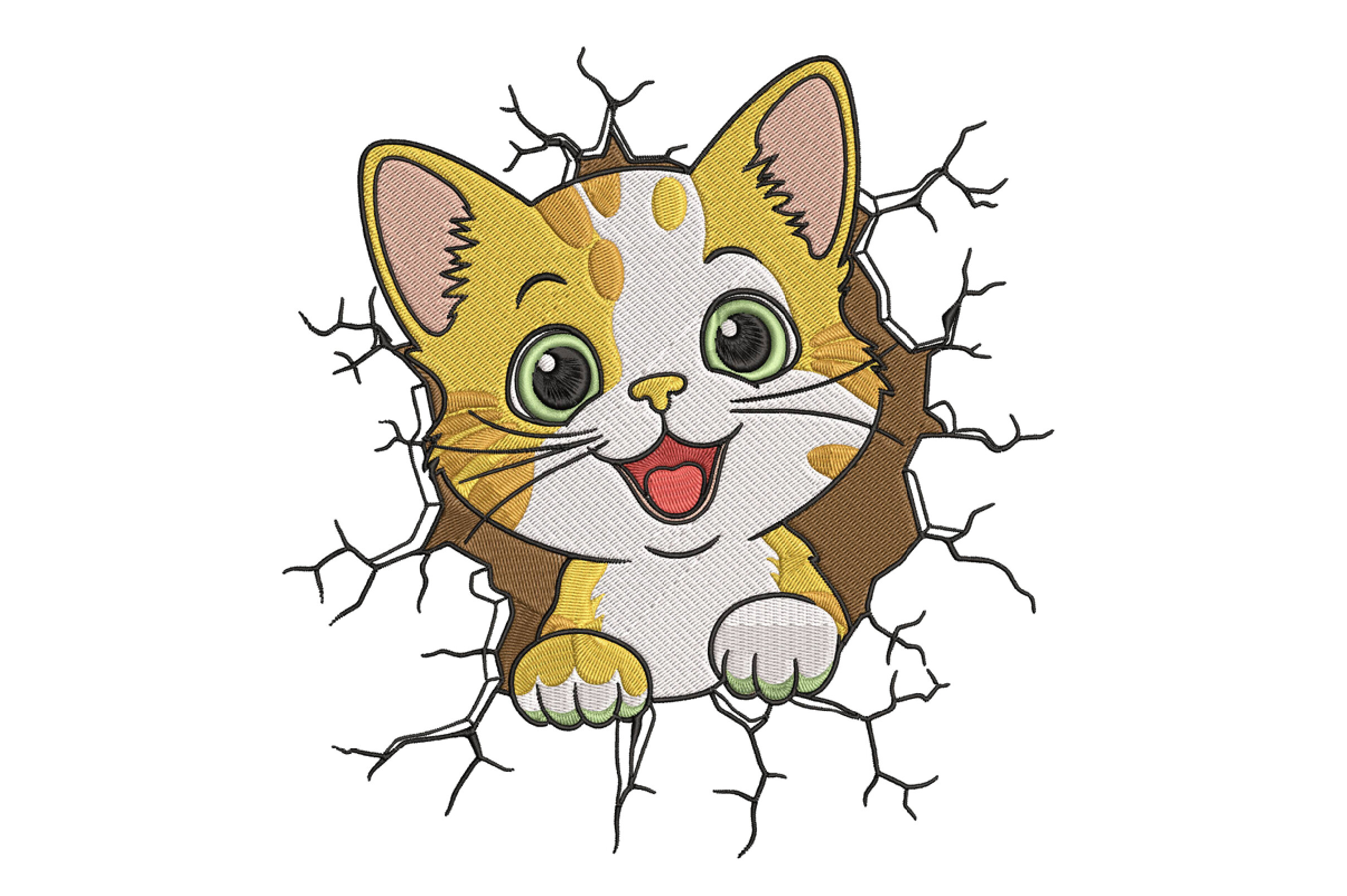 Cute Cat Embroidery Design