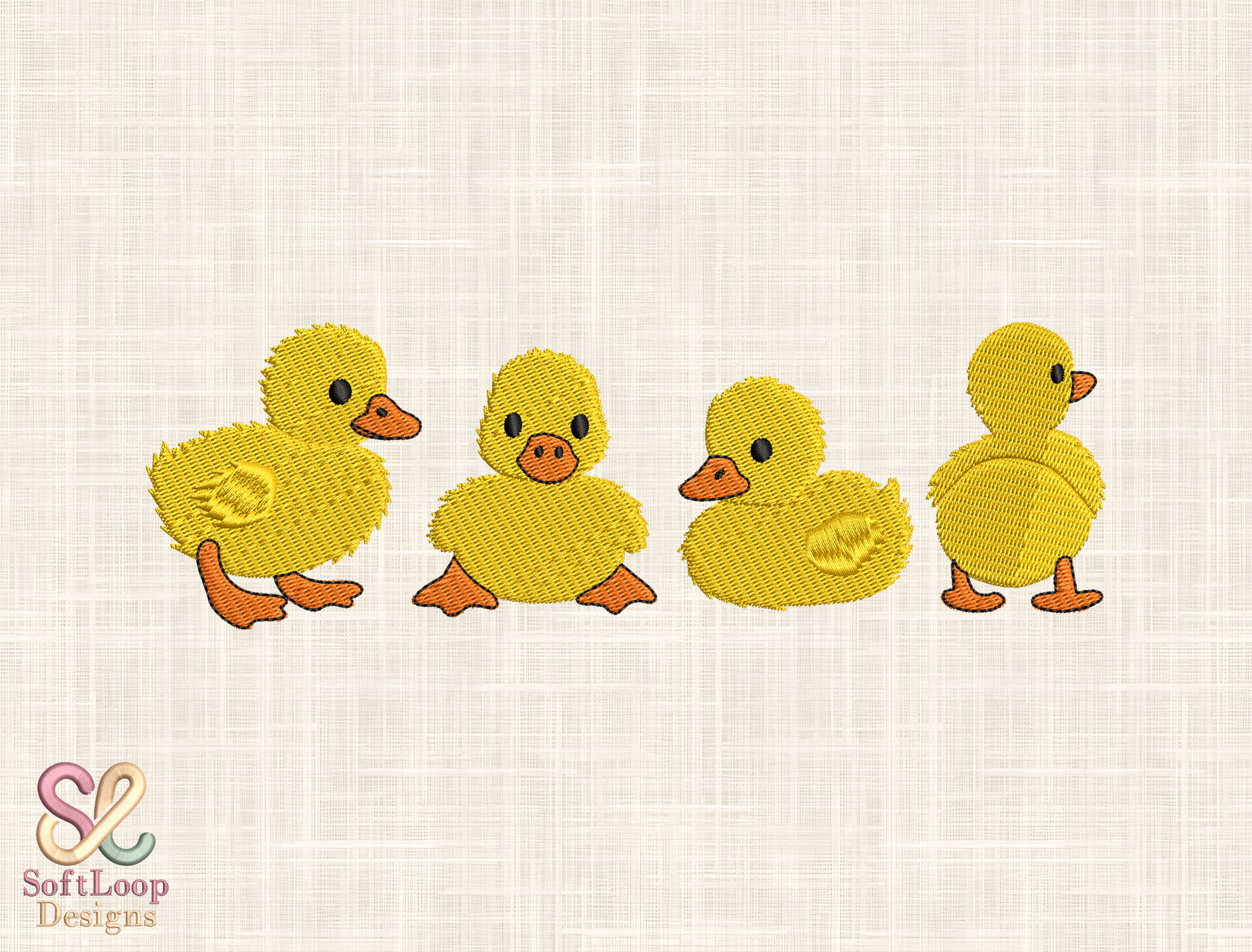 Cute Fluffy Ducklings Embroidery