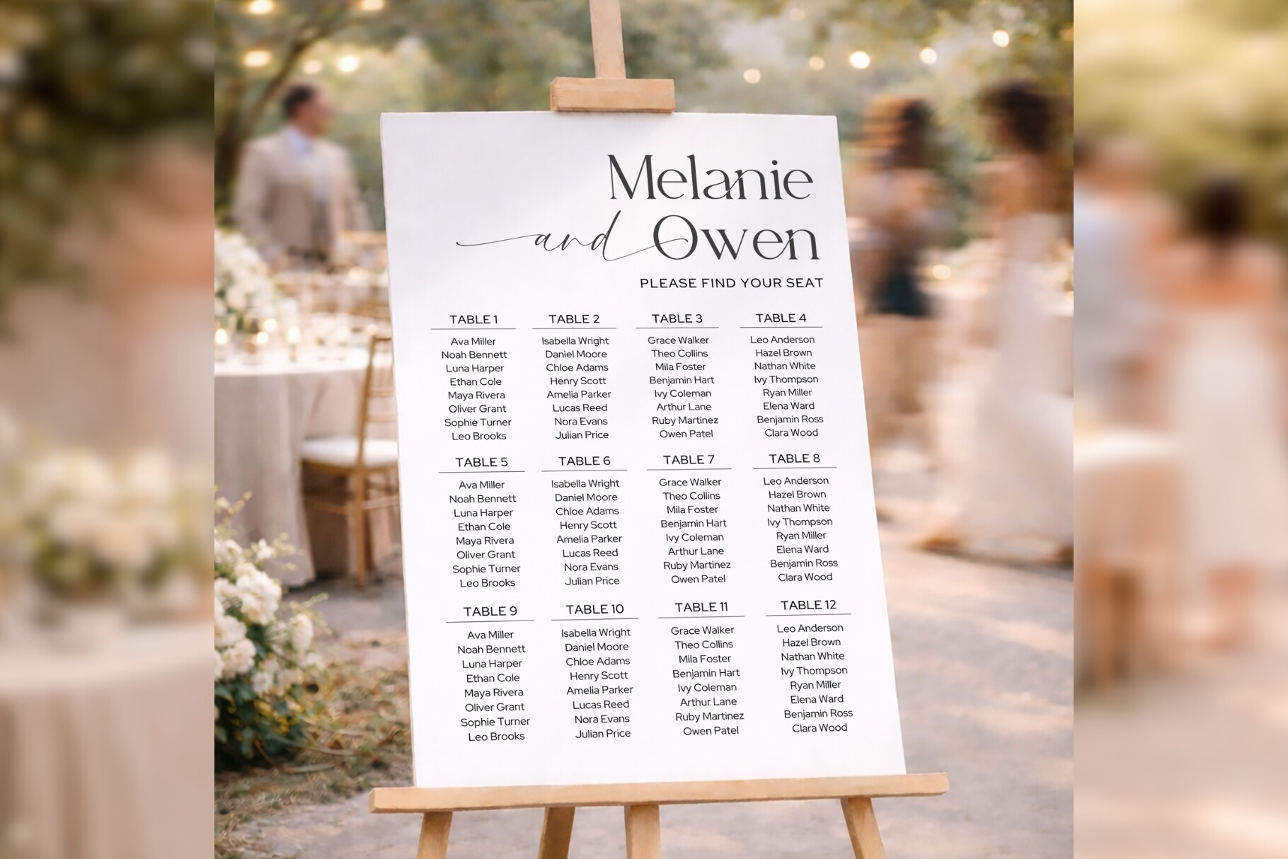 Elegant Seating Chart Canva Bd005