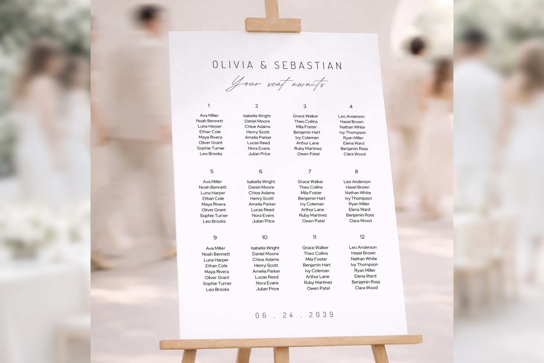 Elegant Seating Chart Canva Bd008