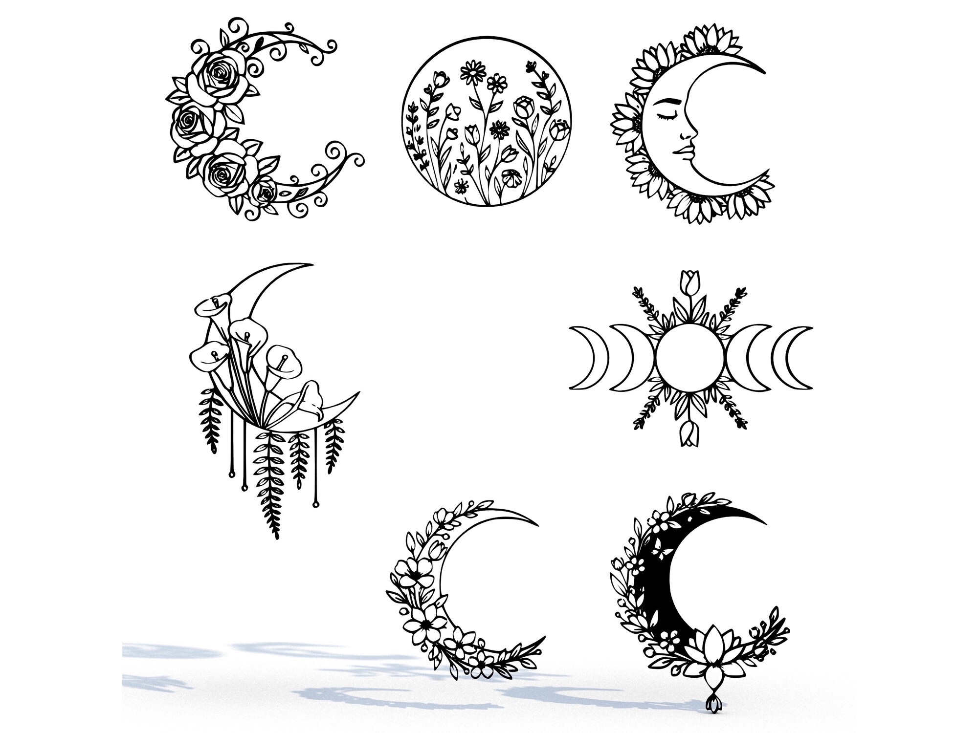 Floral Moon SVG + STL Bundle 🌙🌸