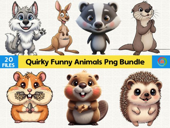 Preview of Funny Animal PNG Bundle T-shirt, sticker, and sublimation design