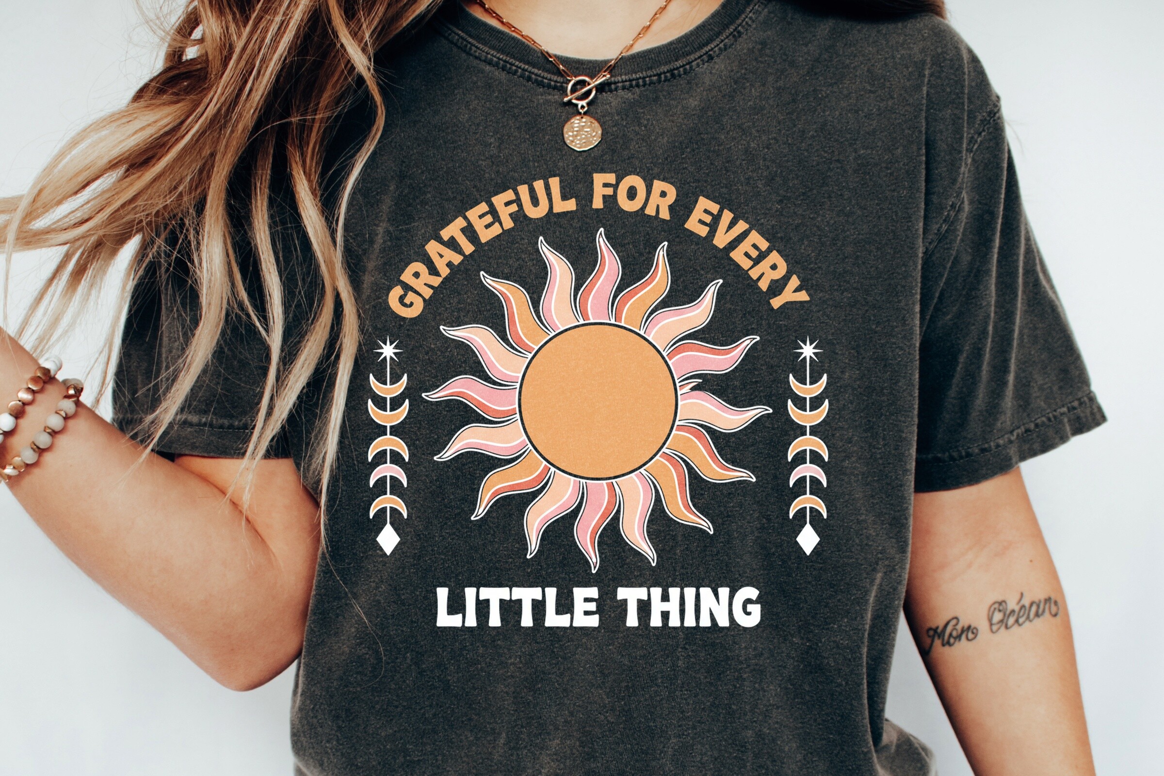 Grateful Boho Sun Moon Phases Png