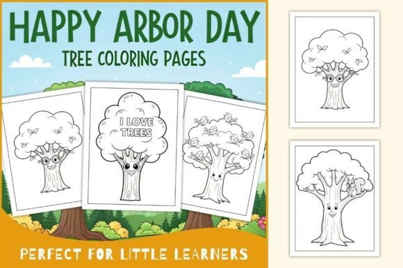 Happy Arbor Day Tree Coloring Pages