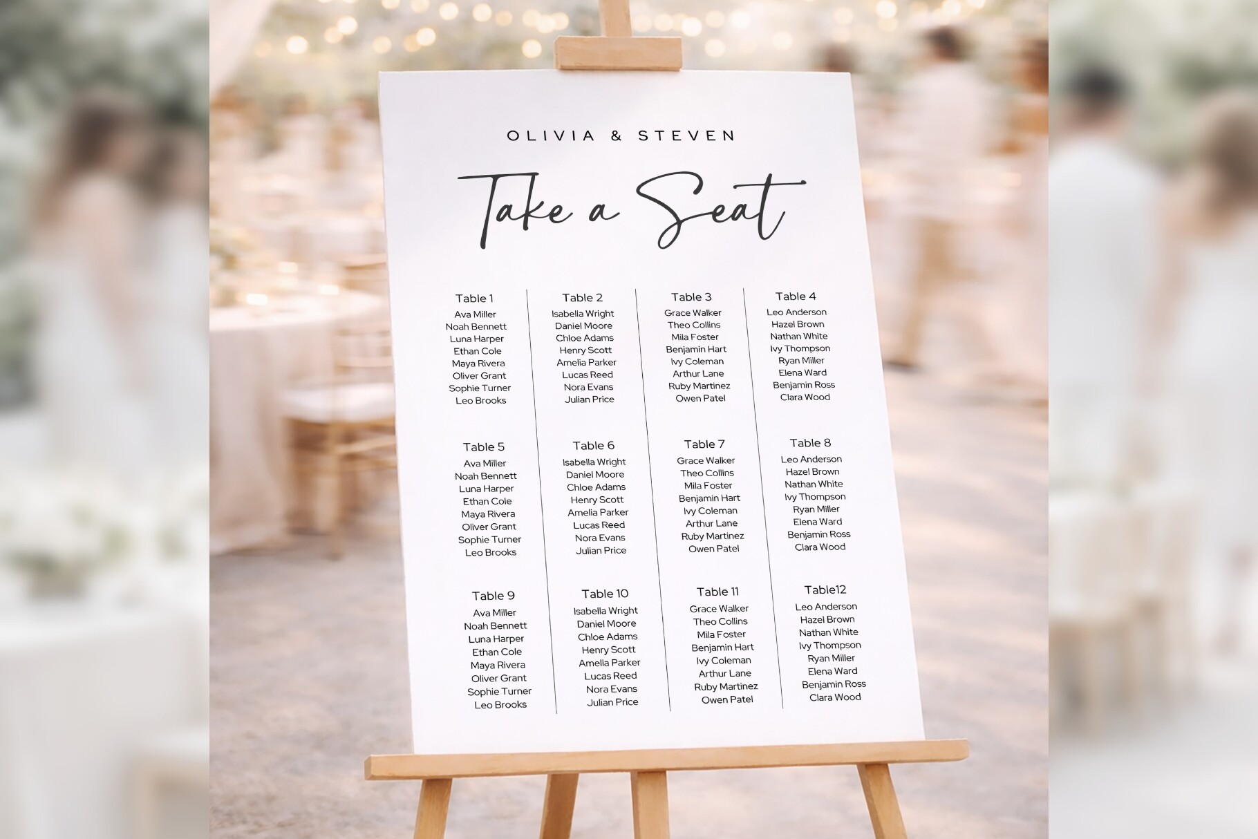 Modern Script Seating Chart Canva Bd007