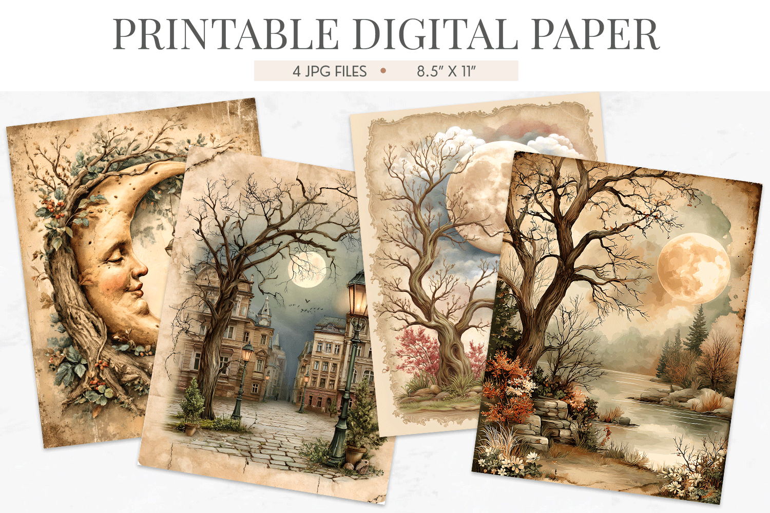Moon Mystical Junk Journal Digital Paper Graphic by Luv Bijou ...