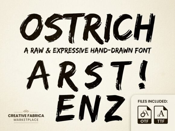 Ostrich Font PNG with transparent background - Preview 1