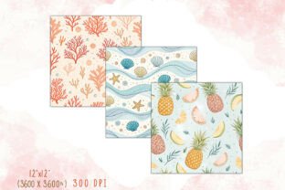 Pastel Summer Beach Digital Paper Bundle Graphic by Craftfiles-SVG ...