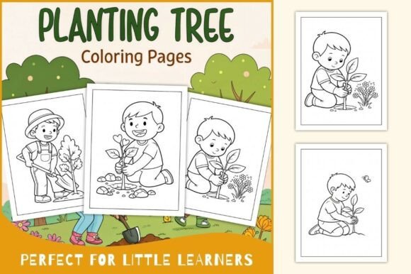 Planting Tree Coloring Pages for Kids