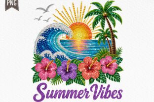 Rhinestone Summer Vibes Sunset PNG Graphic by SR Design · Creative Fabrica