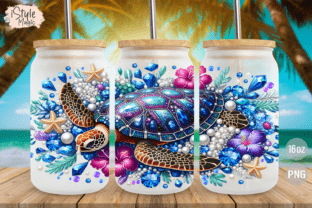 Summer Sea Turtle 16oz Glass Can PNG Graphic by iStyleMagic · Creative ...