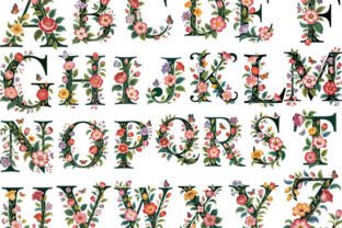 Vintage Floral Alphabet Letters Clipart Graphic by Unique Art Studio ...