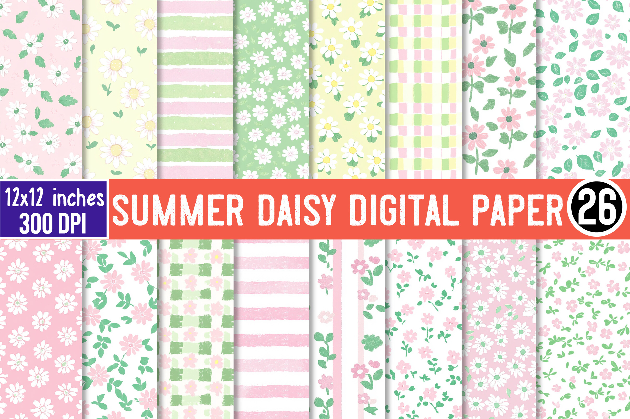 Summer Daisy Digital Paper Graphic by TshirtMaster · Creative Fabrica