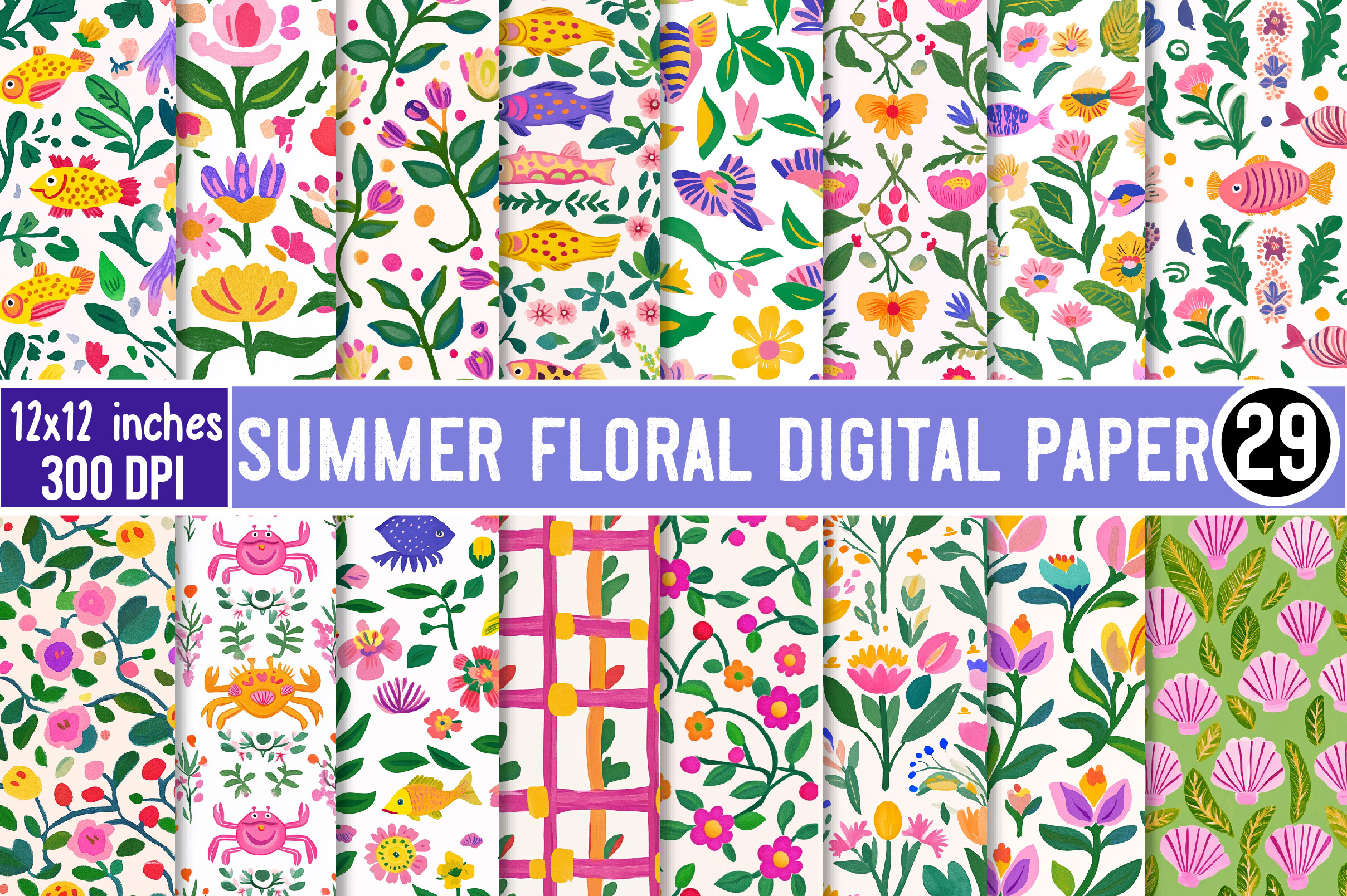 Summer Floral Digital Paper Graphic by TshirtMaster · Creative Fabrica
