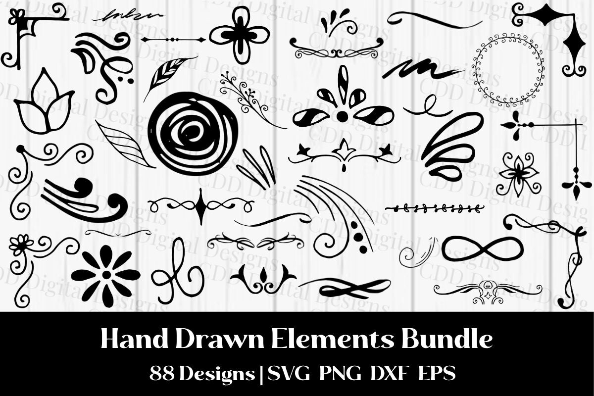 88 Hand-Drawn Elements Bundle SVG