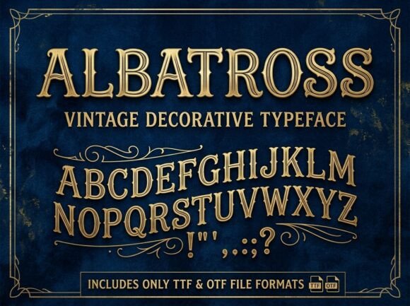Preview specimen of Albatross decorative font