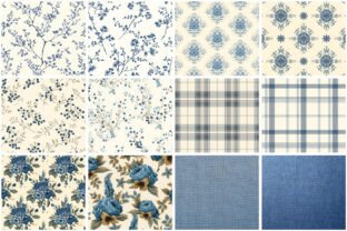 Blue Floral & Vintage Digital Patterns Graphic by sagorarts · Creative ...
