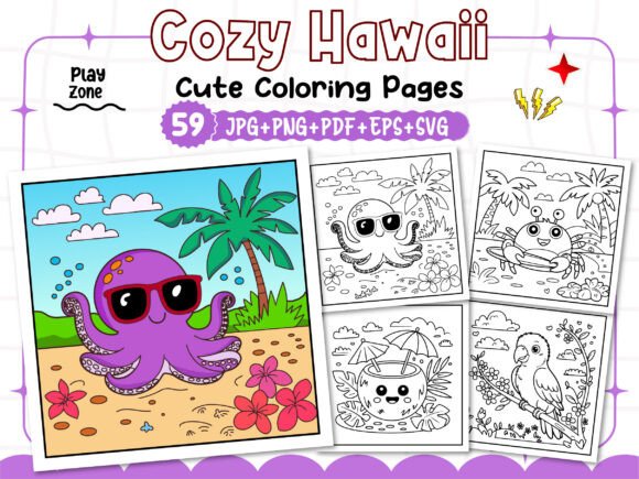 Bold Easy Cozy Hawaii Cute Coloring Book