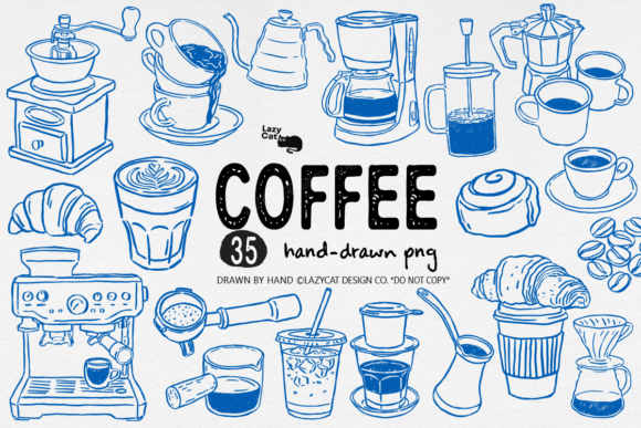 Coffee Hand Drawn Clipart Set PNG