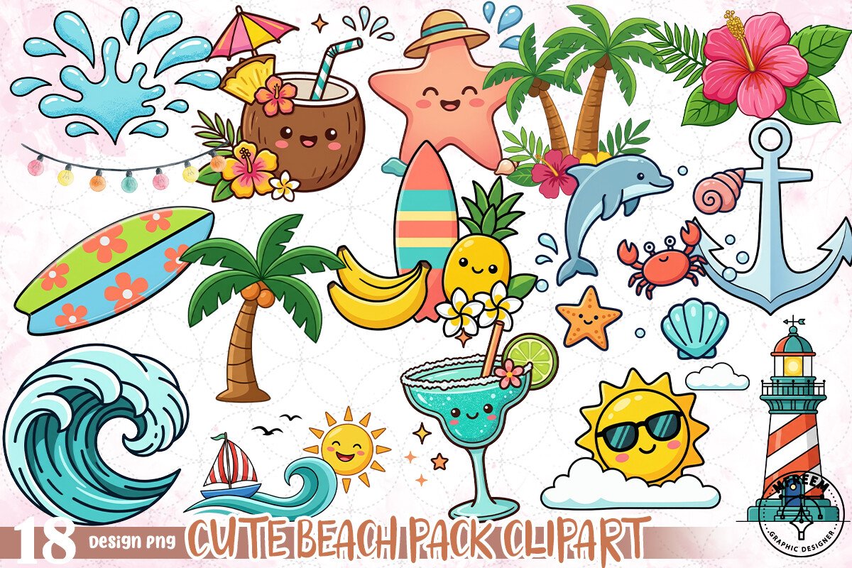 Cute Beach Pack PNG Graphic by mfreem · Creative Fabrica