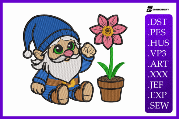 Cute Spring Gnome with Flower