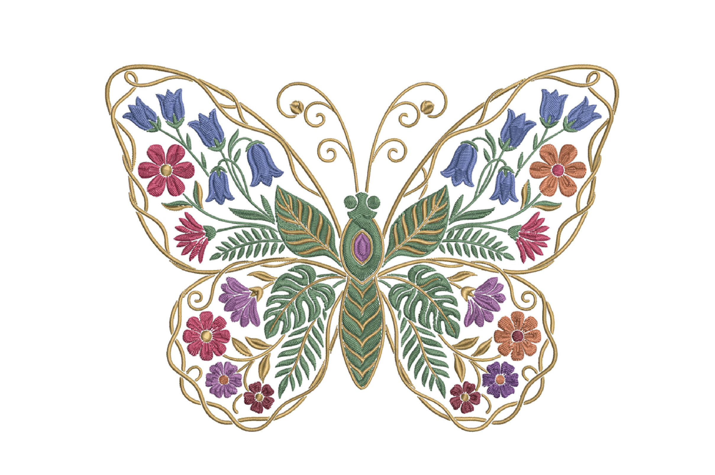 Floral Butterfly Embroidery Design
