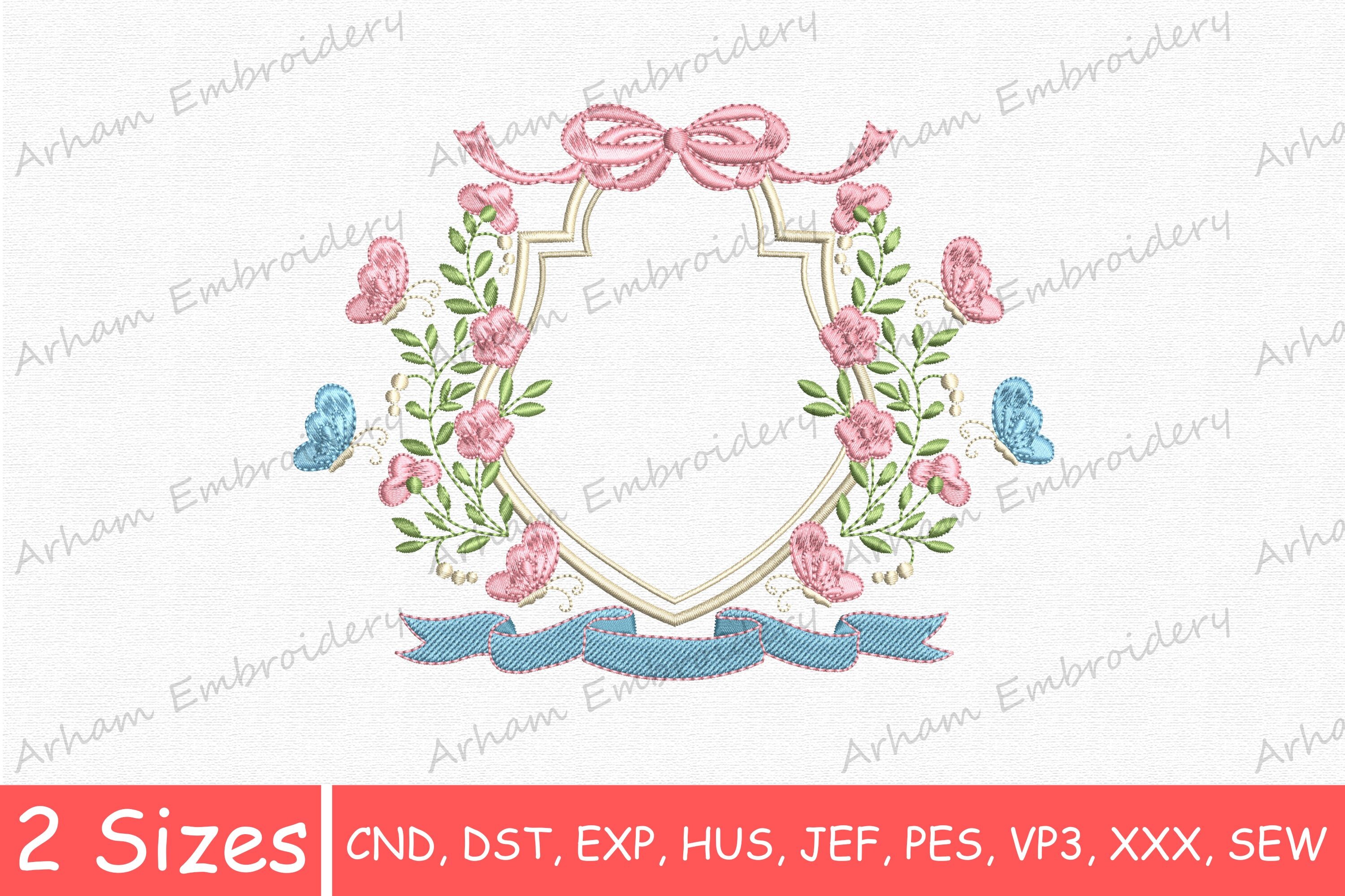 Flowers Butterflies Bow Monogram Frame