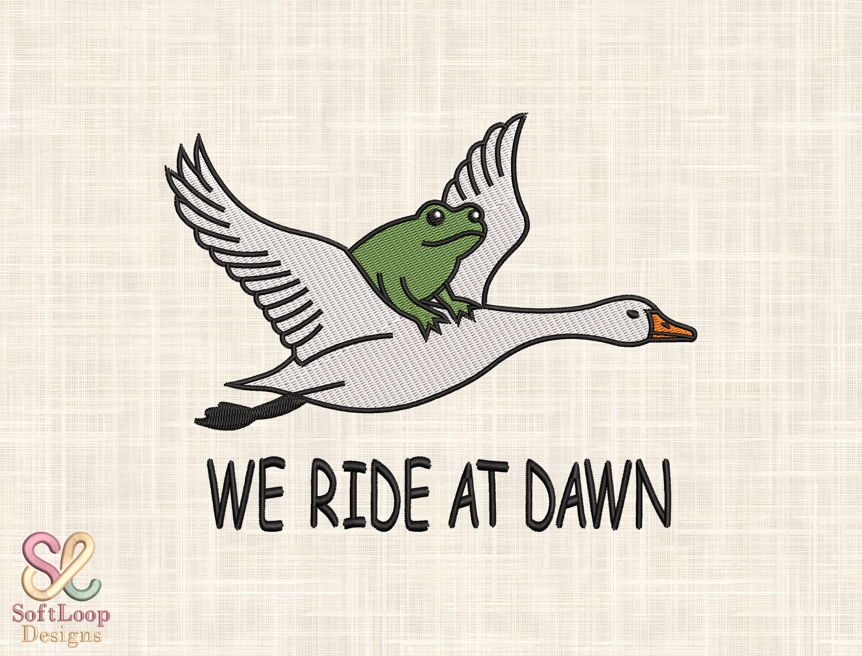 Frog and Goose Embroidery Design