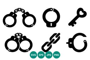 Handcuffs Key Chain Black Vector Icons Graphic by DesignVectx ...
