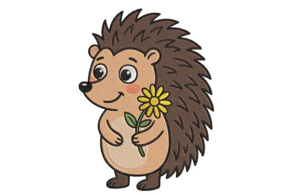 Hedgehog with Flower Embroidery Nursery Embroidery Design By WatercolorArtist