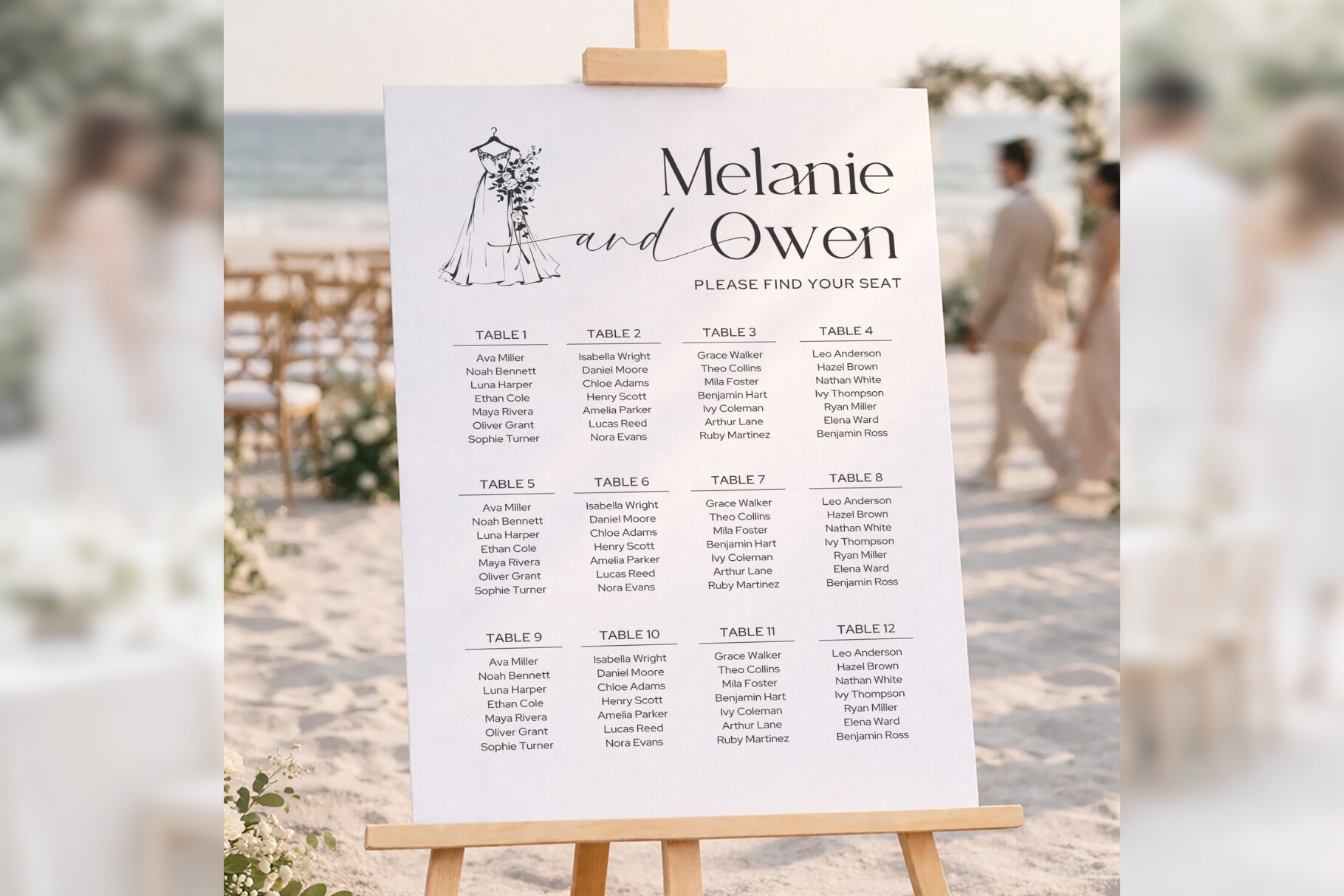 Modern Minimal Seating Chart Canva Bd010