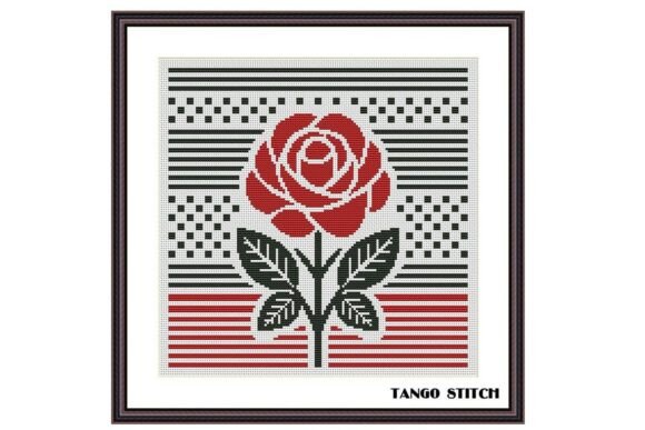 Modern Red Rose Cross Stitch Pattern