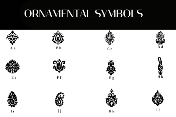 Ornamental Symbols Font PNG with transparent background - Preview 1