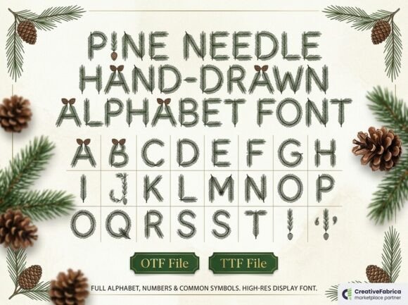 Pine Needle Font PNG with transparent background - Preview 1