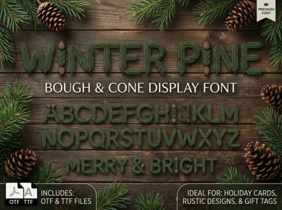 Pine Needle Font PNG with transparent background - Preview 2