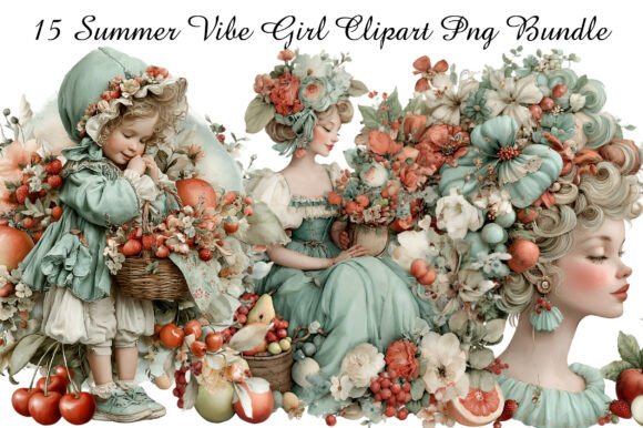 Summer Vibe Girl Clipart Png Bundle Graphic by GatewayDesign · Creative ...