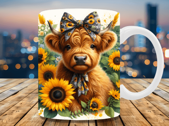 Sunflower Highland Cow Mug Wrap