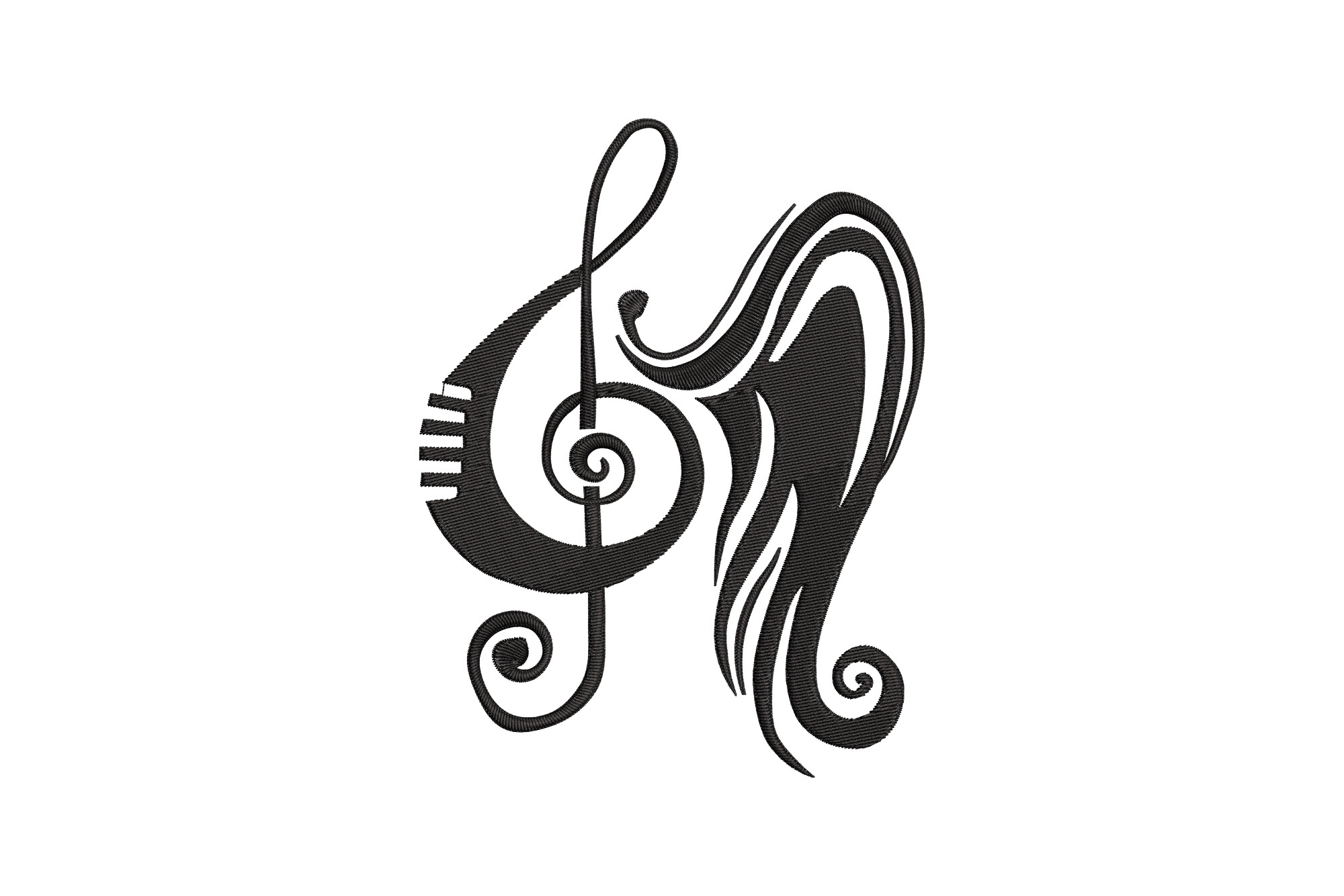 Treble Clef with Flowing