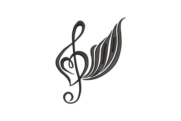 Treble Clef with Heart and Wings