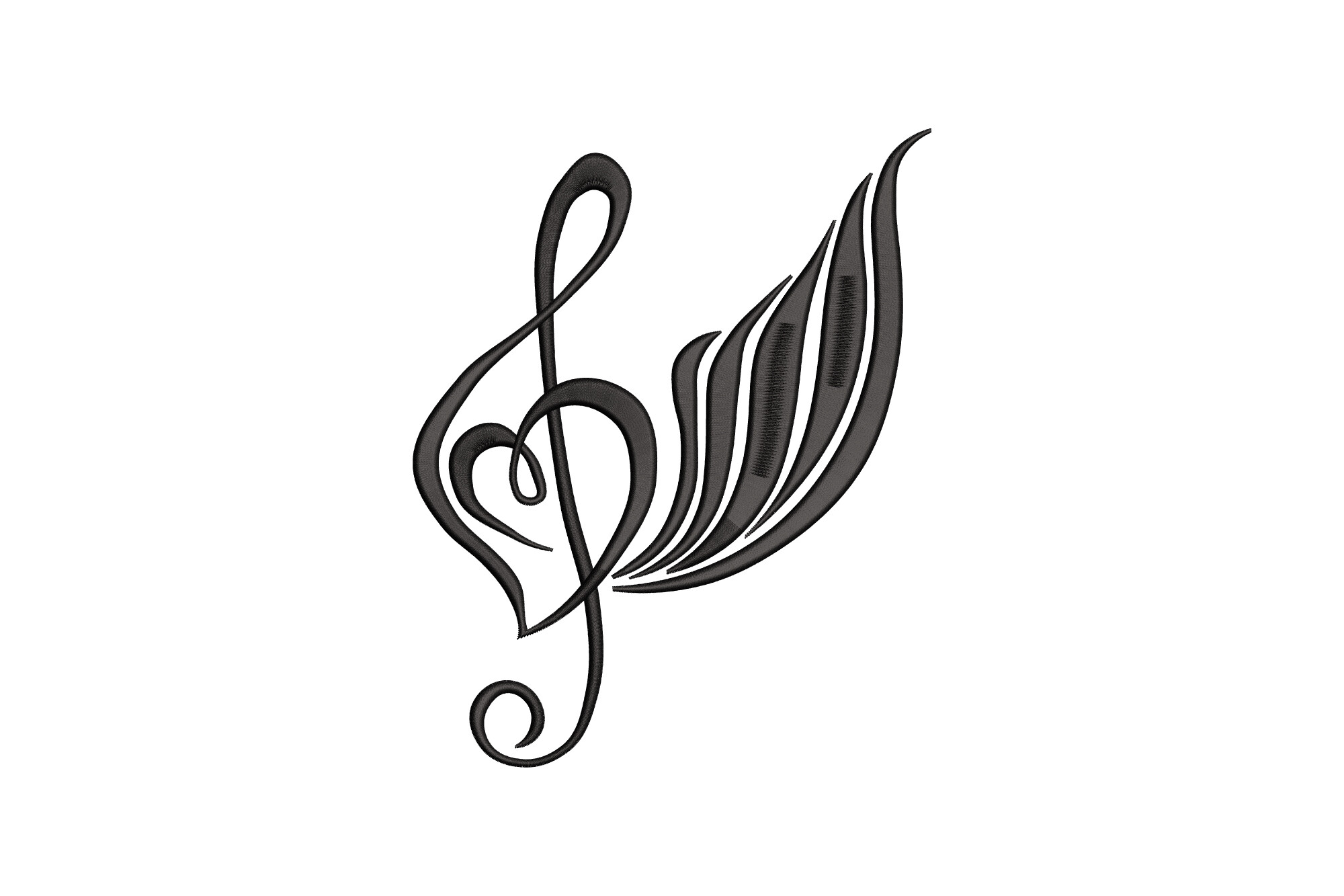 Treble Clef with Heart and Wings