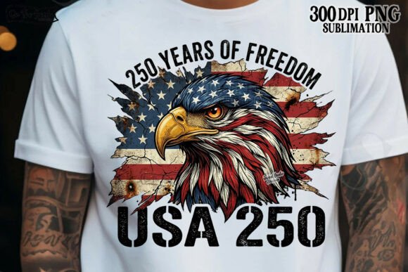 USA 250 Years Anniversary PNG Eagle Grafik T-shirt Designs Von On The Beach Boutique