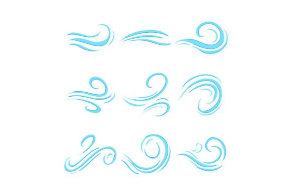 Wind Gust and Air Flow Icon Set Graphic Illustrations By pikepicture