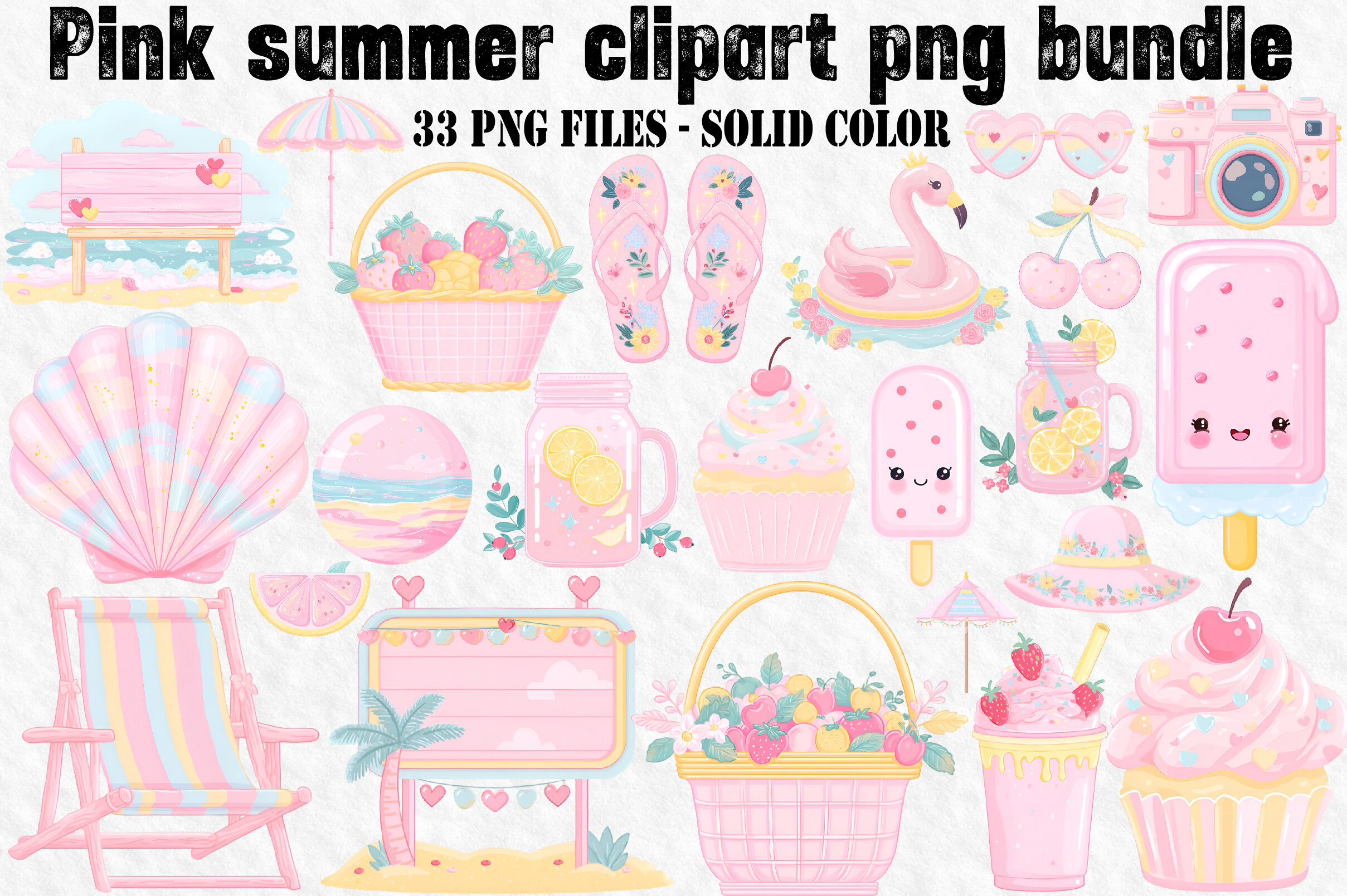 Pink Summer Clipart Png Bundle Graphic by TshirtMaster · Creative Fabrica