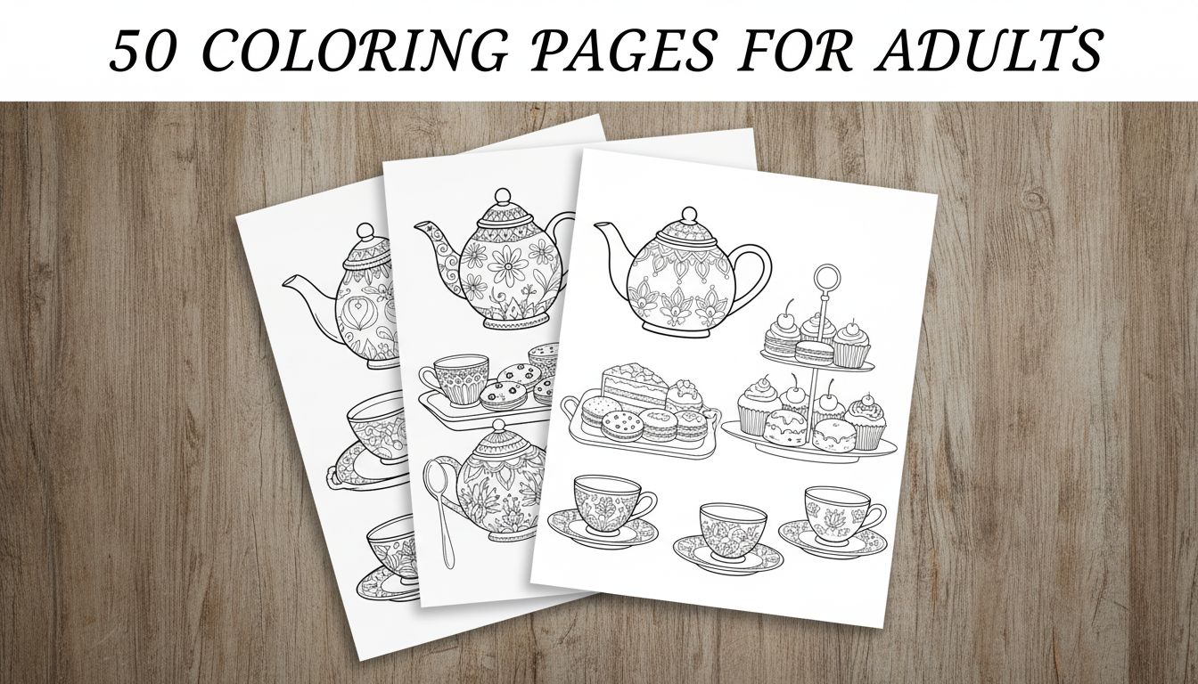 50 Afternoon Tea Coloring Pages PDF Book