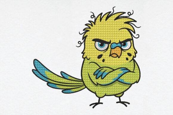 Angry Budgie Parrot Embroidery Vogels Borduurwerkdesigns Door Daily.Designs