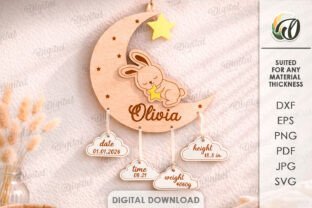 Baby Name Sign with Birth Stats Lasercut · Creative Fabrica